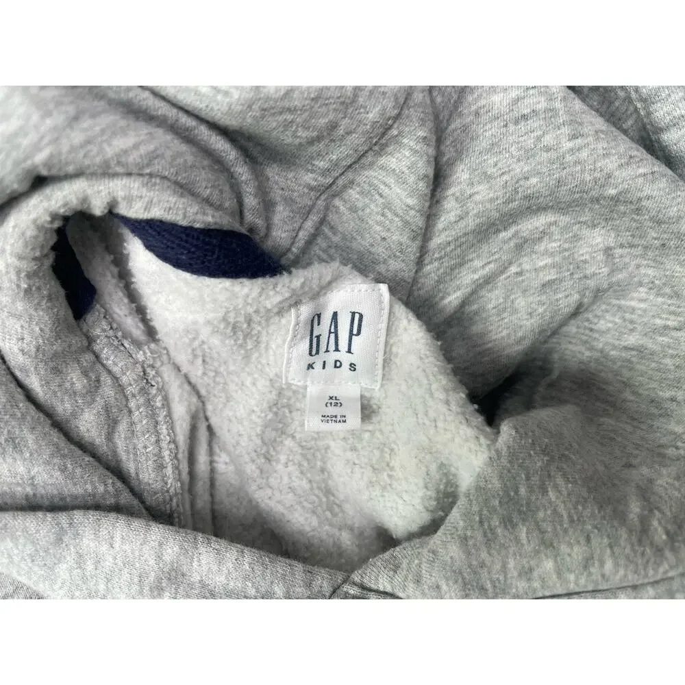 Kids Gap Logo Hoodie Sweater Size XLarge 12 Grey with Blue Logo Warm Outdoors